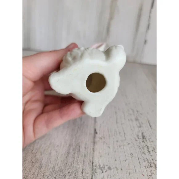 White ceramic rabbit carrot Easter Bunny flowering - Picture 7 of 7